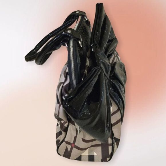 BLACK Patent‎ Bow Large Tote or Shoulder Bag NWT - Picture 4 of 12